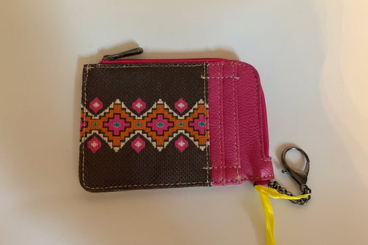 Wrangler Southwestern Art Print Mini Zip Card Case -Hot Pink