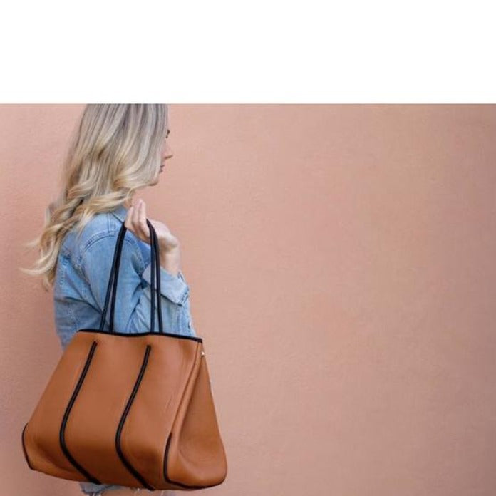 Brown Leather-like Neoprene Tote and Matching Bag