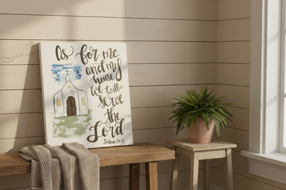 "As For Me and My House" White Church Large Farmhouse Wall Sign- Farmhouse Decor