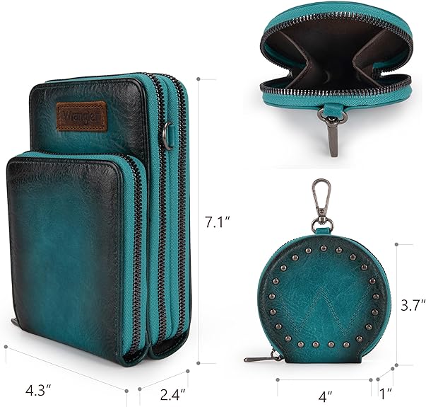 Wrangler Crossbody Cell Phone Purse with Coin Pouch Purse - Turquoise