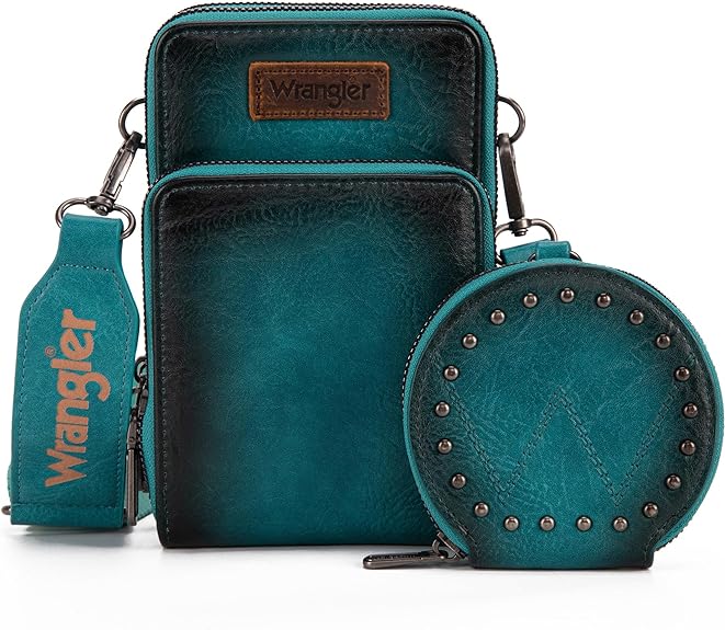 Wrangler Crossbody Cell Phone Purse with Coin Pouch Purse - Turquoise