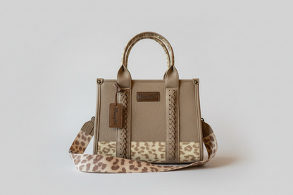 Wrangler Leopard Print Concealed Carry Tote/Crossbody - Tan