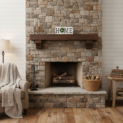 HOME Letters with Wreath "O" Shelf Sitter