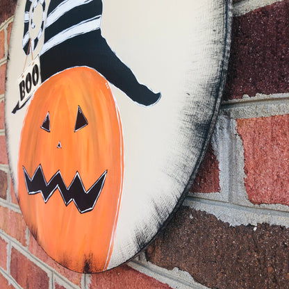 Pumpkin in Witches Hat Door Hanger-18 inch