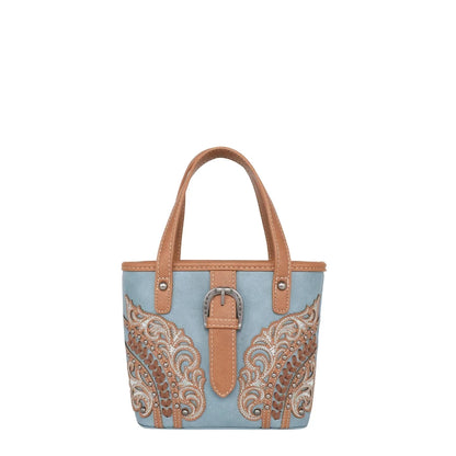 Montana West Cut-Out/Buckle Collection Small Tote/Crossbody - dusty blue