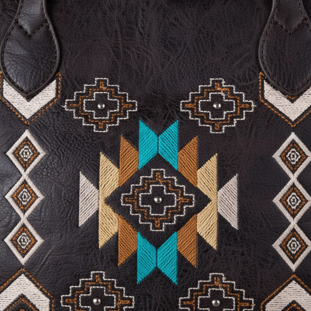 Montana West Aztec Embroidered Collection Concealed Carry Large Tote - Coffee Brown