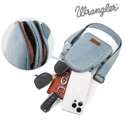 Wrangler Sling Bag/Crossbody/Chest Bag - Light Jean Color Vegan Leather