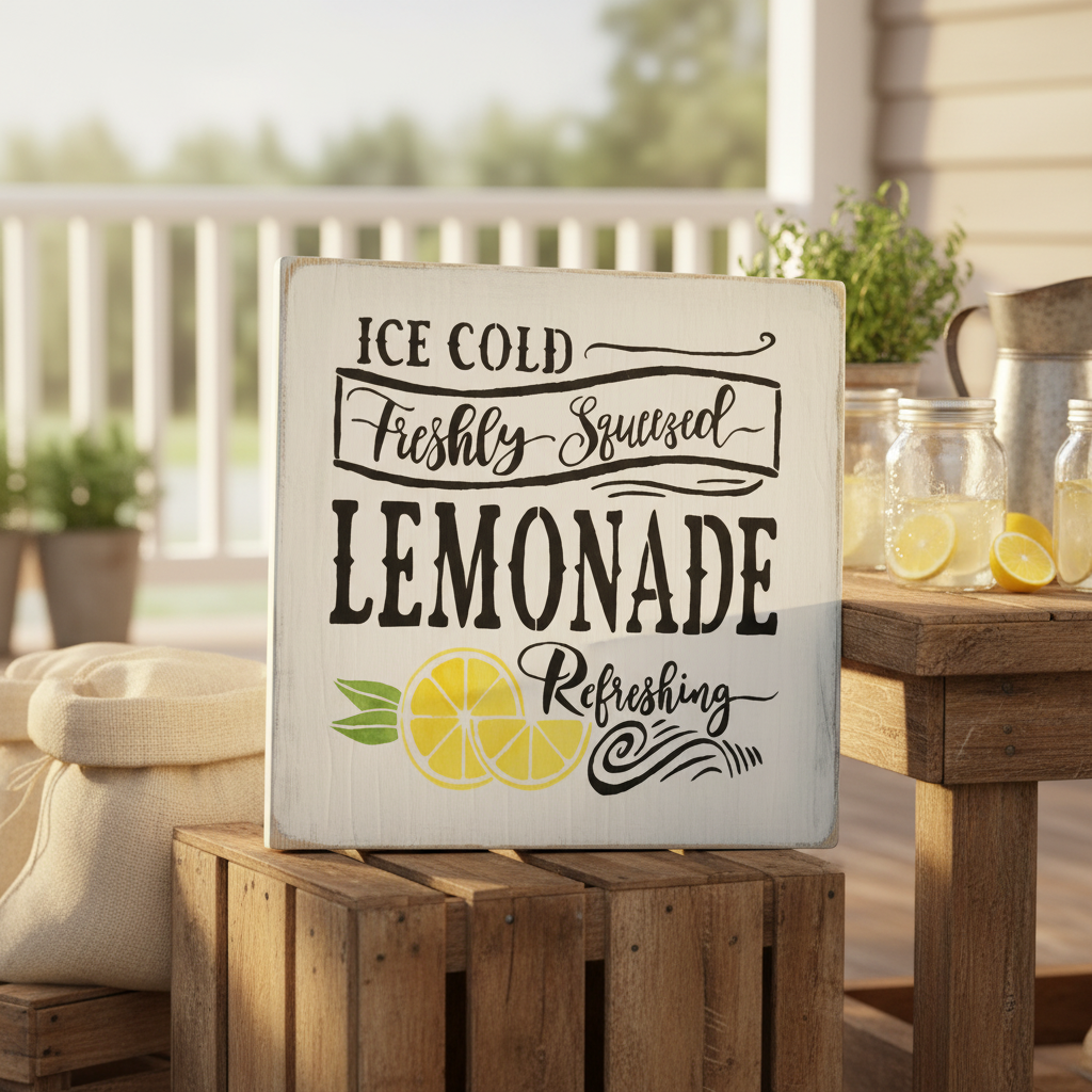 Freshly Squeezed Lemonade Wood Sign - Summer Lemon Decor