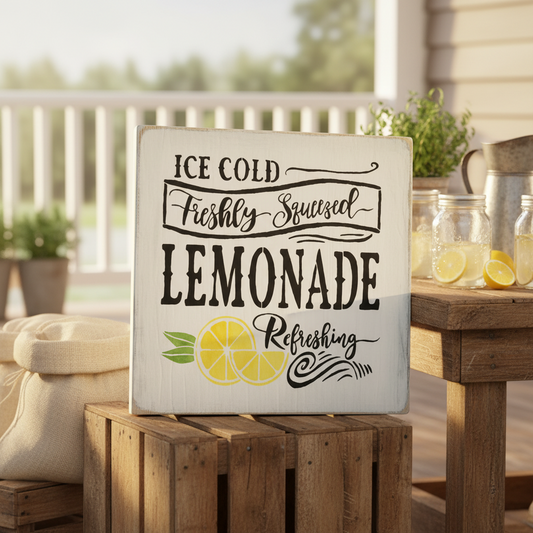 Freshly Squeezed Lemonade Wood Sign - Summer Lemon Decor