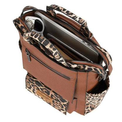 Wrangler Women Backpack Purse Convertible Backpack Vegan Leather Ladies Anti Theft Backpack with Adjustable Strap, Leopard