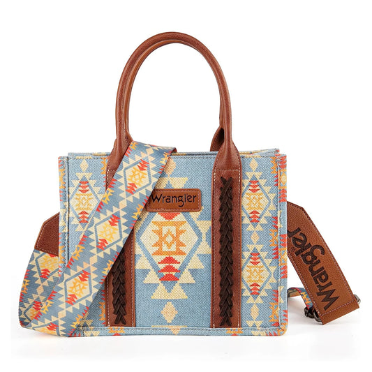 Wrangler Southwestern Print Canvas Tote/Crossbody - sky blue sunset colors