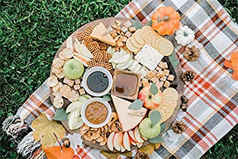 20 inch serving board used for picnic cheese and crackers and fruit