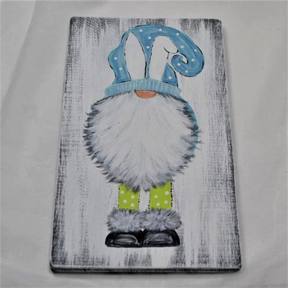 Gnome with White Bunny Ears Sign - Spring Decor