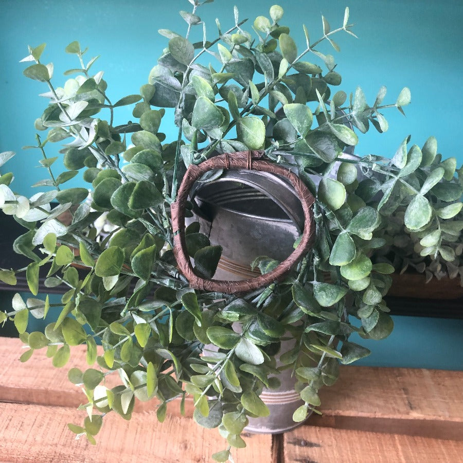 back view of eucalyptus candle ring 3 inch ring