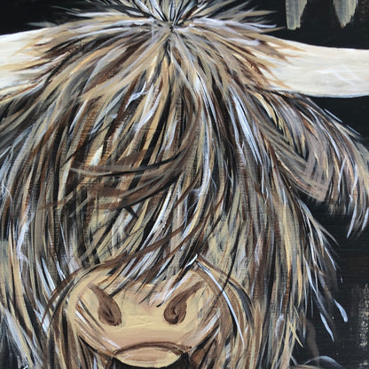 Highland Cow - Hand Painted Wood Sign - Rustic Country Home Decor