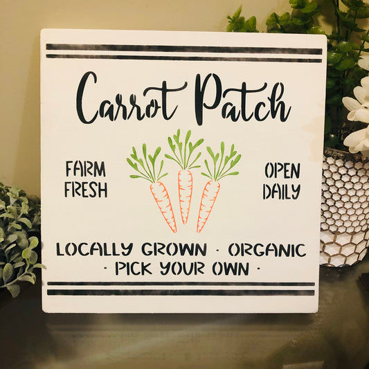 Carrot Patch Sign- Spring Easter Home Decor - hand painted