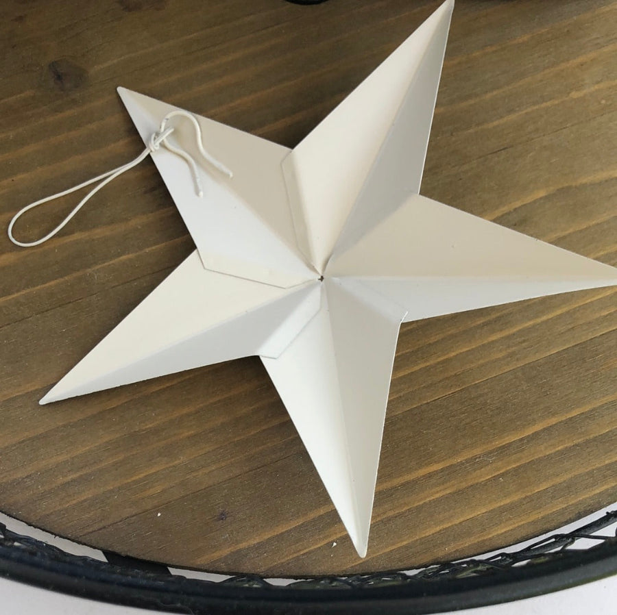 Rustic Cream Metal Farmhouse Star - 5-inch