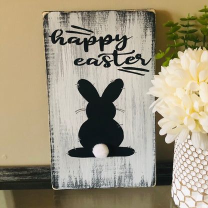 Happy Easter Sign - Rustic Spring Decor - Handmade Wood Sign for Easter