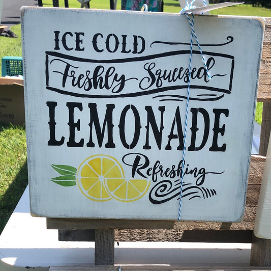 Freshly Squeezed Lemonade Wood Sign - Summer Lemon Decor